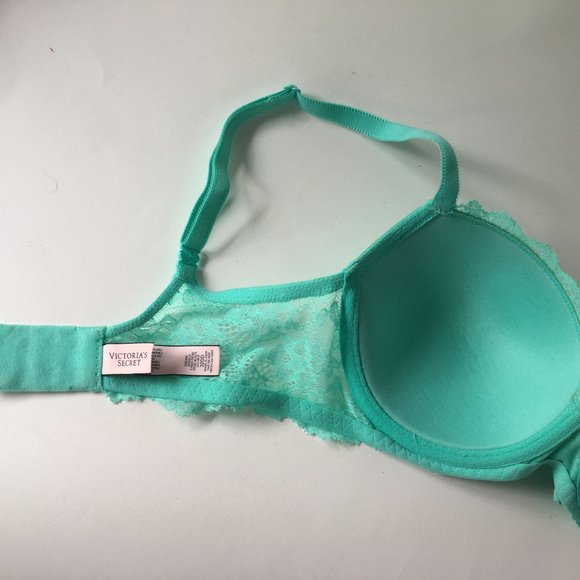 Victoria’s Secret Dream Angels Push Up Bra Size 32DD Aqua Blue Lace Underwire - Picture 10 of 13